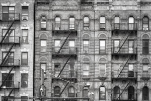 black and white image of nyc apartments